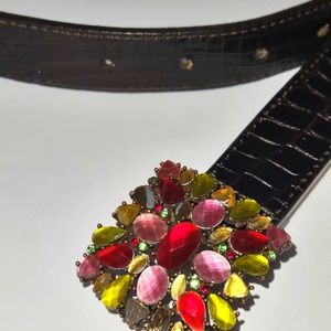 Talbot's embossed belt with embellished buckle.